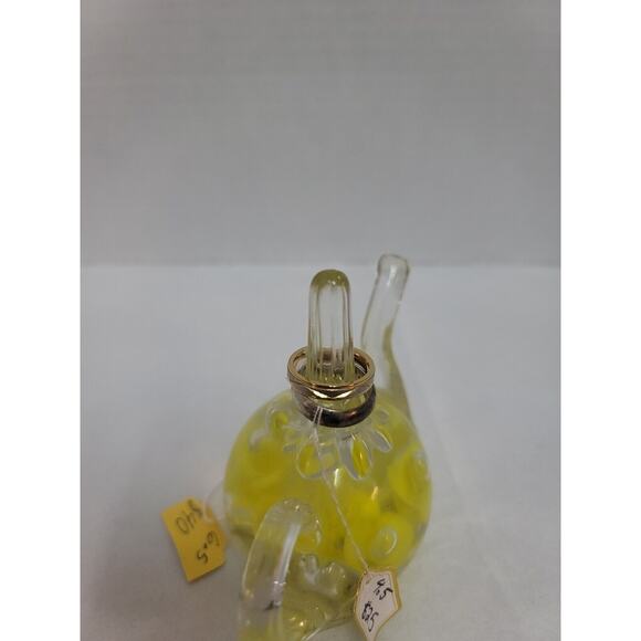 JOE ST CLAIR GLASS TEA POT RING HOLDER PAPERWEIGHT vanity jewelry gift yellow - Picture 4 of 4